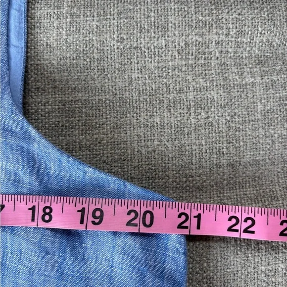 Talbots Linen Blend Embroidered Floral Blue Chambray Sleeveless Shift Dress 16P - Picture 7 of 9
